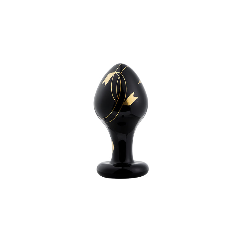 Cheryl Lace Pattern 5 Pcs Glass Wide Butt Plug Black Gold Anal Expander Training Sex Toy