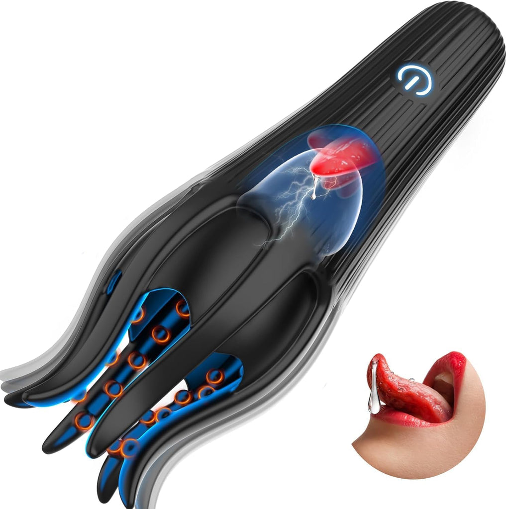 Male Sex Toys for Men - Masturbator Machine with 10 Modes Vibration & 10 Licking Tongue,Adult Sex Toys for Training & Prolong Endurance,Waterproof Male Stroker