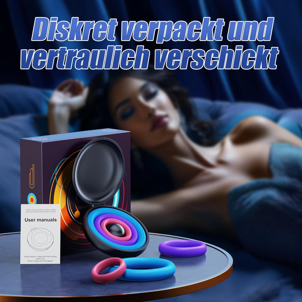 Reusable Silicone Penis Ring - Candy Colours 3 Different Sizes Penis Pump Sex Toys for Couples