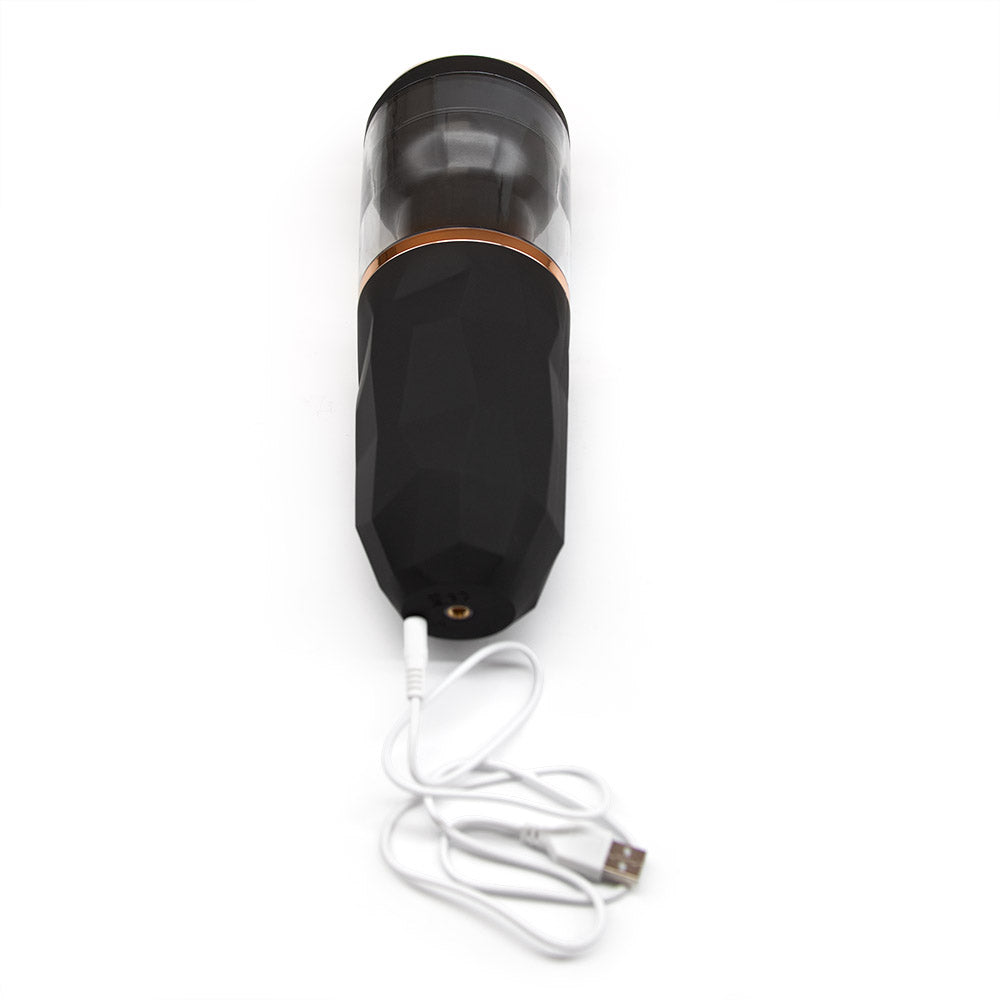 Stroking masturbator with suction cup